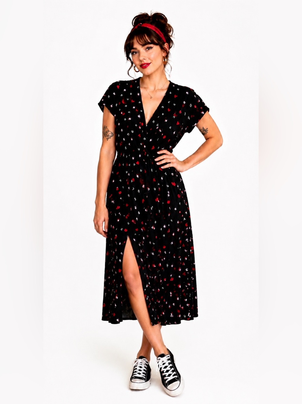 ModCloth Eye Heart U All Over Printed Midi Dress NWT Sz S